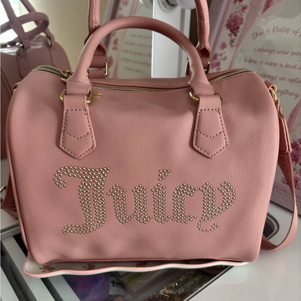 Juicy Couture Pink Studded Logo Satchel Bag
